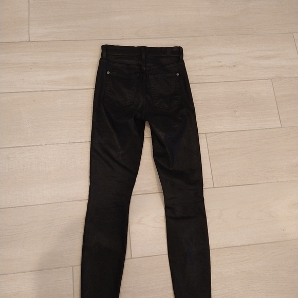 7 For All Mankind THE SKINNY COATED SLIM ILLUSION BLACK PANTS - Picture 10 of 10